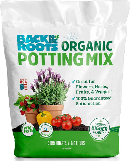 100% Organic Indoor Potting Mix (6 Quart), Promotes Healthy Houseplant Growth, Made in the USA