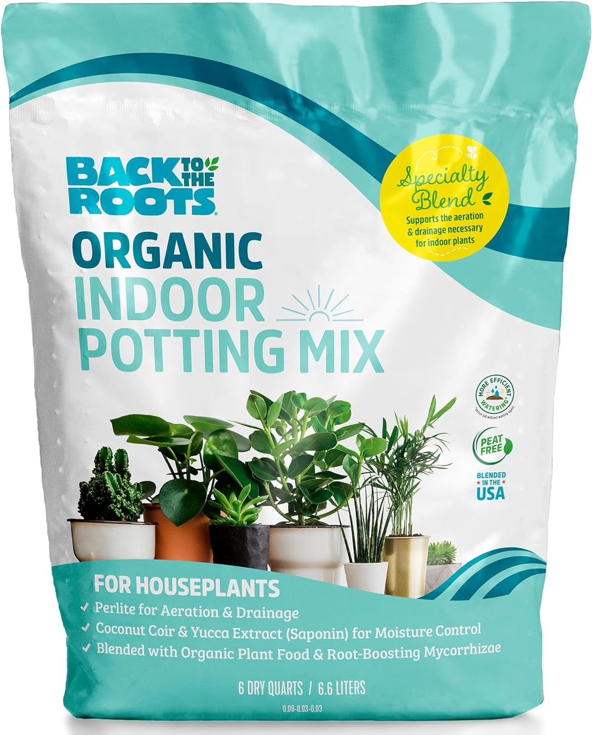 100% Organic Indoor Potting Mix (6 Quart), Promotes Healthy Houseplant Growth, Made in the USA