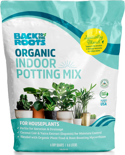 100% Organic Indoor Potting Mix (6 Quart), Promotes Healthy Houseplant Growth, Made in the USA