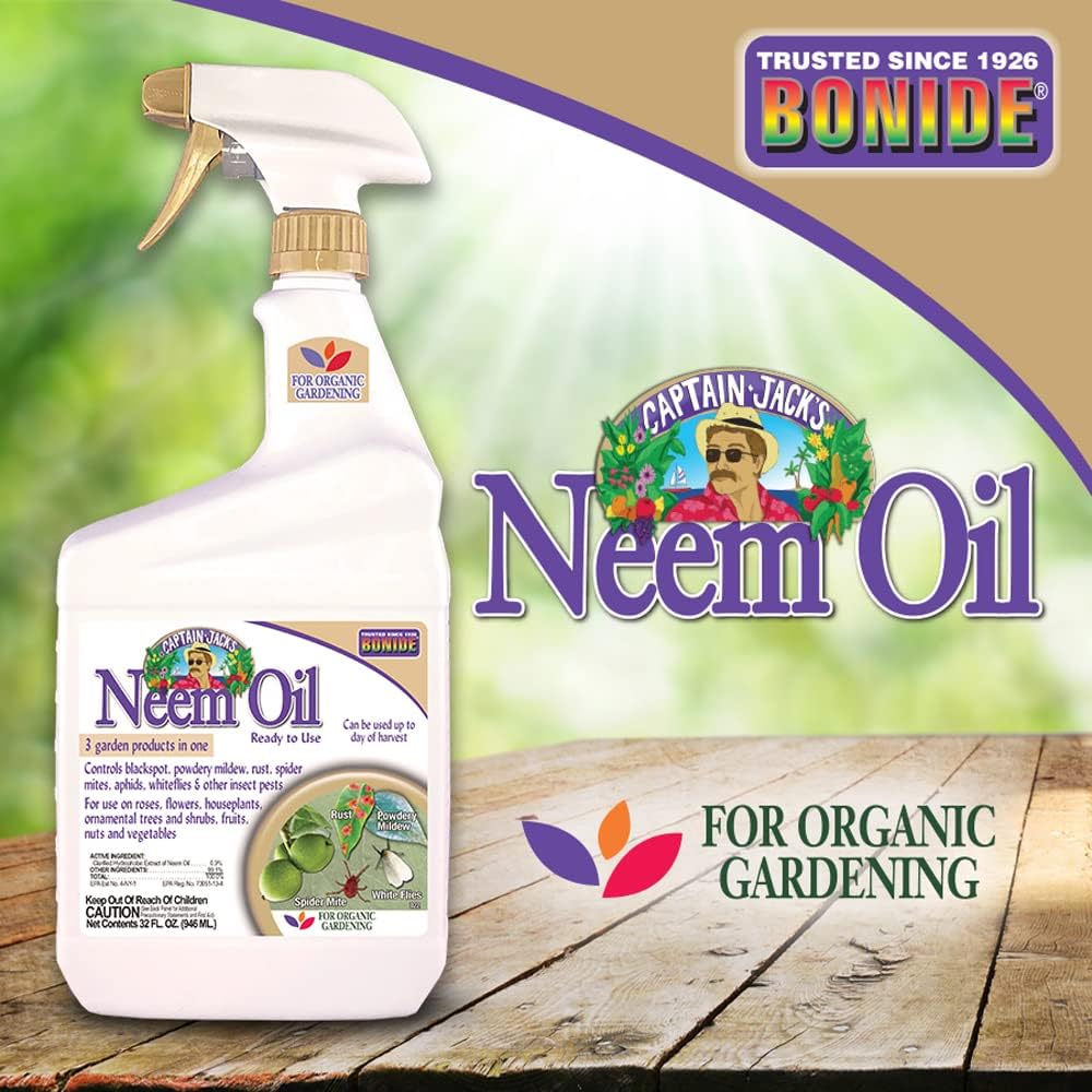 Captain Jack'S Neem Oil, Organic Gardening, 32 Oz Ready-To-Use Spray, Multi-Purpose Fungicide, Insecticide and Miticide